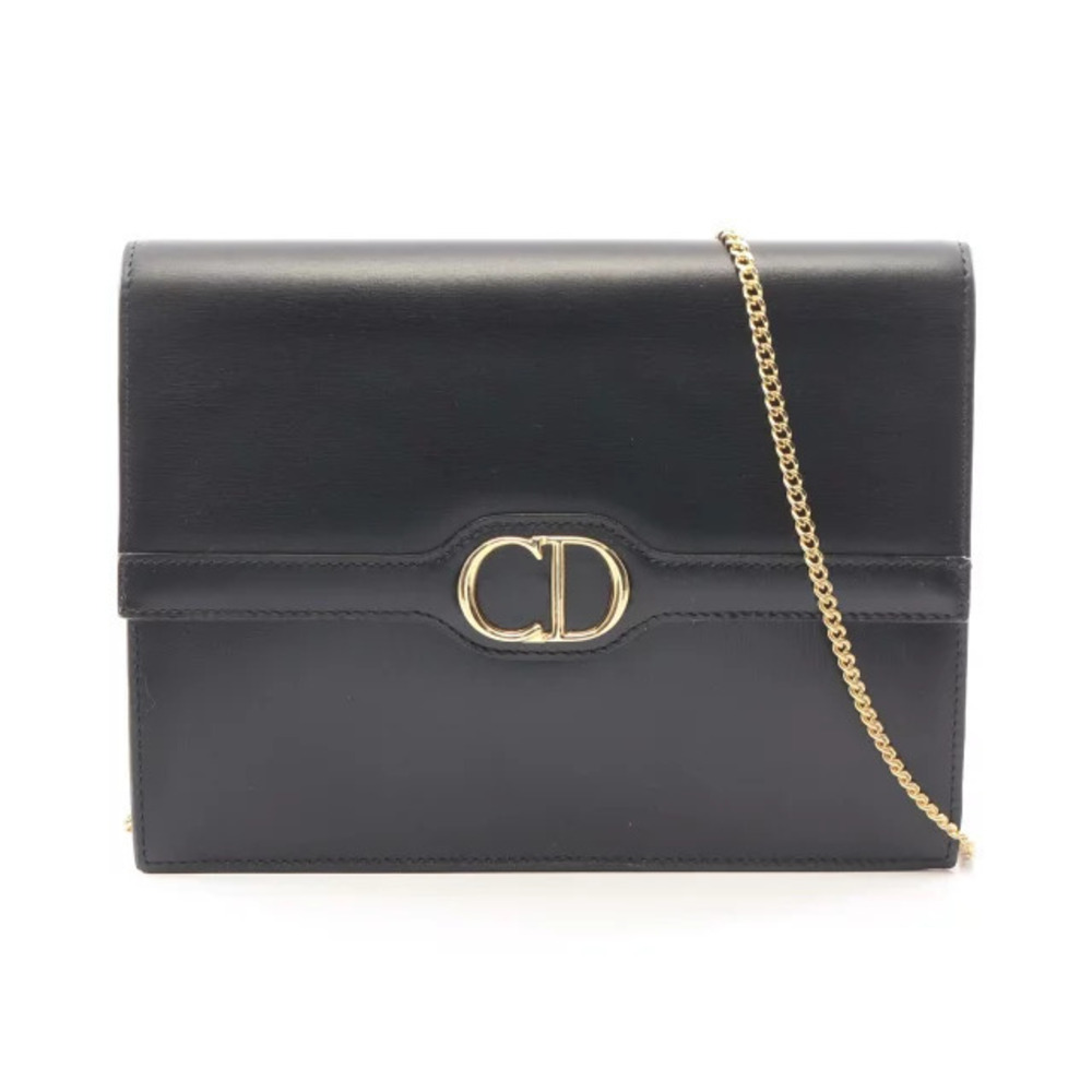 Christian Dior CD Leather Chain Crossbody Bag Black